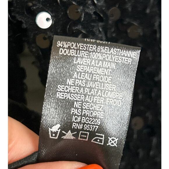 Sanctuary Women’s L All Nighter Black Sequin Mock Neck Zipper Lined Blouse NWT - Picture 7 of 8